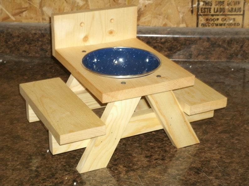 squirrel picnic table with bowl Picnic table squirrel feeder LARGE squirrel feeder bird feeder wooden squirrel feeder