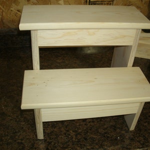 Rustic wooden step stool, 2 step wooden step stool, wooden stool,wooden bench, bedroom step stool unfinished 12" tall