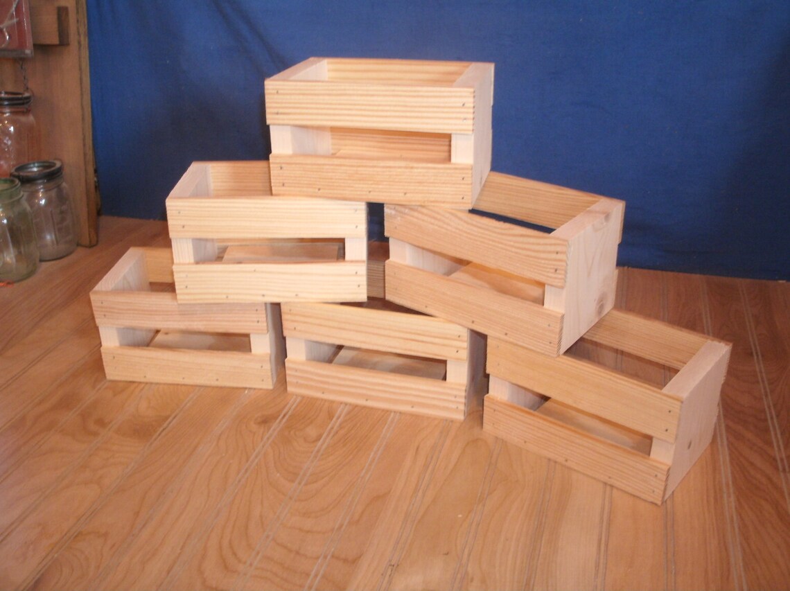 7 Small Wooden Crate Wood Crate Rustic Mason Jar Etsy