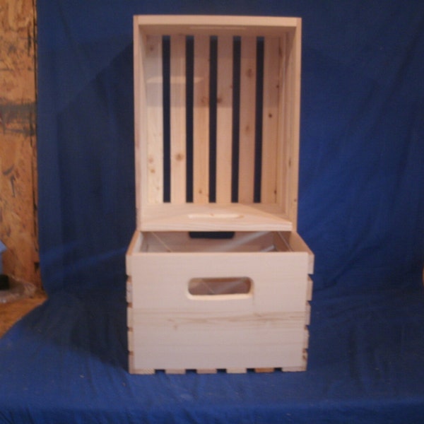 wood crate  for L.P. Albums.  wooden crate 13" wide  unfinished wood crate, Record Crate, wood Box, wooden storage crate