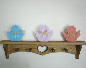 Trinket shelf, wooden heart shelf, heart shelf with pegs, wooden shadow box, Rustic heart shelf, trinket shelf with pegs,  heart wall shelf