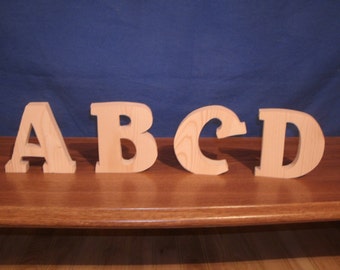 4" unfinished wooden alphabet letter 3/4" thick, 4" Nursery letter, 4" wooden letter 3/4" thick, wood name, wooden alphabet letter Style # 2