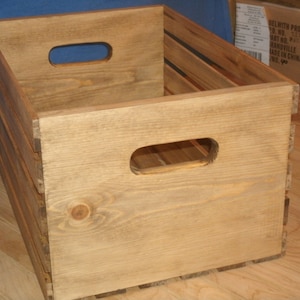 wood crate, Large wood crate, 18&quot; wooden crate American Walnut stain,heavy duty crate, storage crate, rustic storage crate,