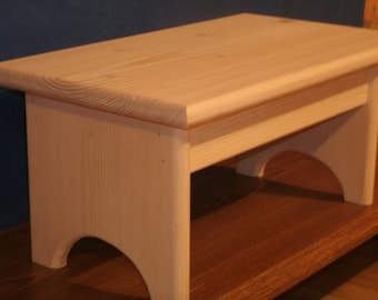 Wood step stool, 7 1/2"  wooden step stool , wooden stool, Rustic wooden stool unfinished pine, wooden bench ,step stool