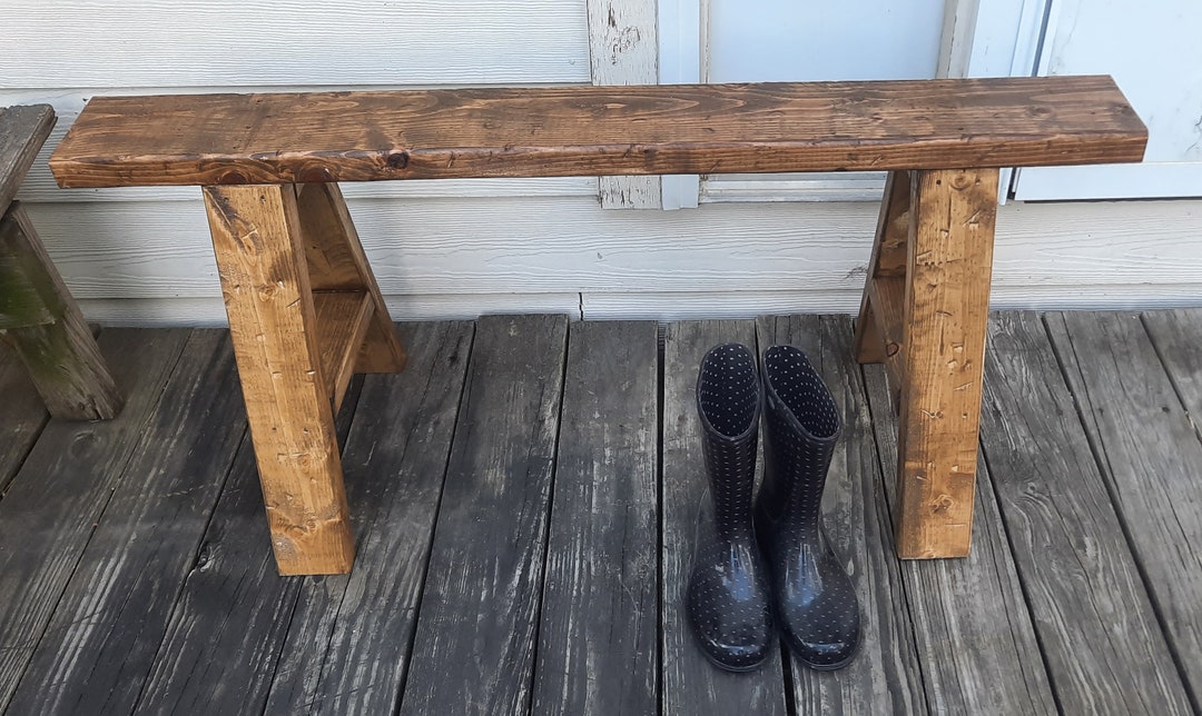 Weathered Wood Bench, 45" X 5 1/2" Rustic Wooden Sitting Bench Skinny ...