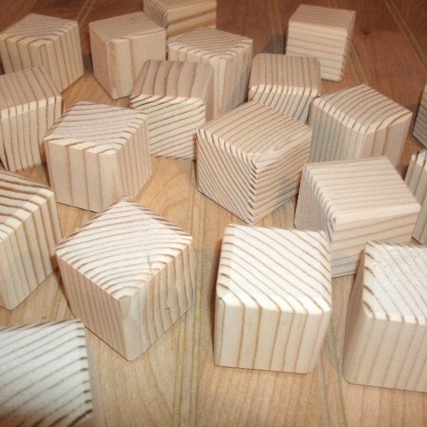 50 unfinished wood blocks, wood baby blocks  - 1 1/2" square, wood alphabet blocks, wood craft blocks, baby shower activity