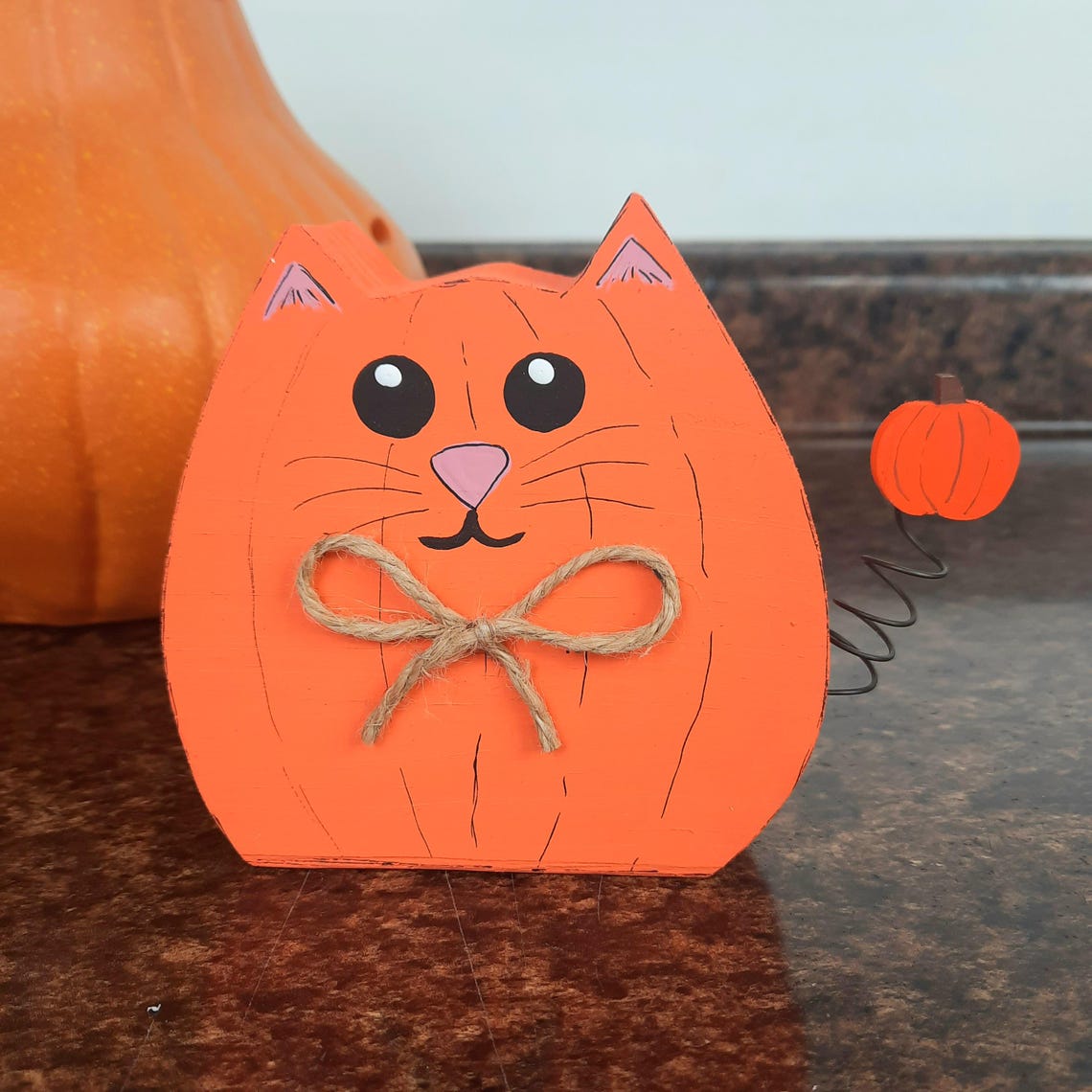 Large Wooden Halloween Cat, Wood Fall Cat, Black Cat CHUNKY Wooden Cat ...