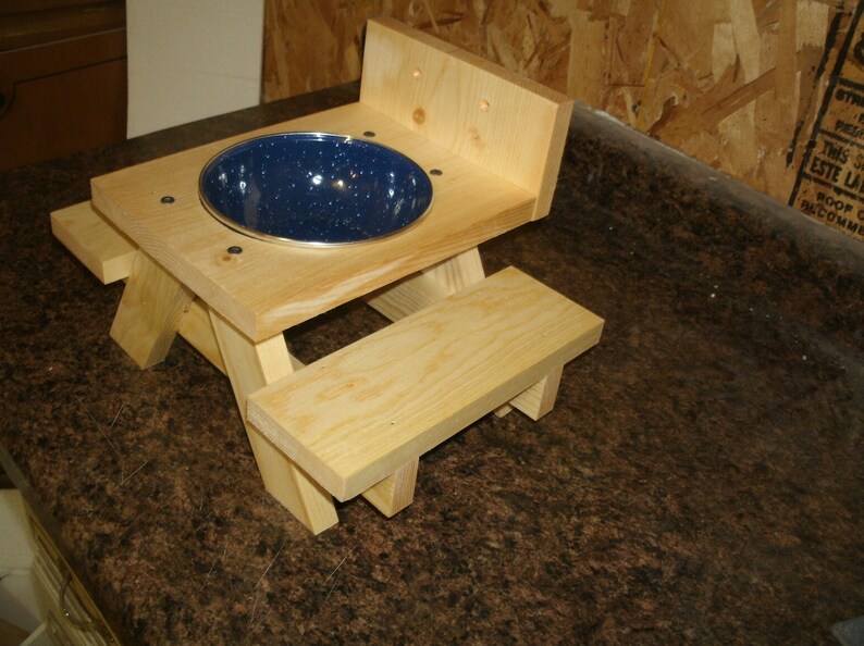squirrel picnic table with bowl Picnic table squirrel feeder LARGE squirrel feeder bird feeder wooden squirrel feeder