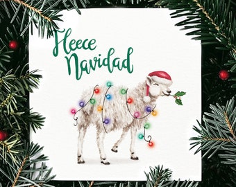 Carte de Noël drôle de mouton | Jolie carte de Noël pour une blague de jeu de mots