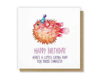d'anniversaire de poisson-globe | Carte rigolote Little Extra Puff