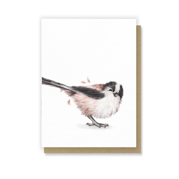 Long Tailed Tit - Mini Watercolour Bird Greetings Card