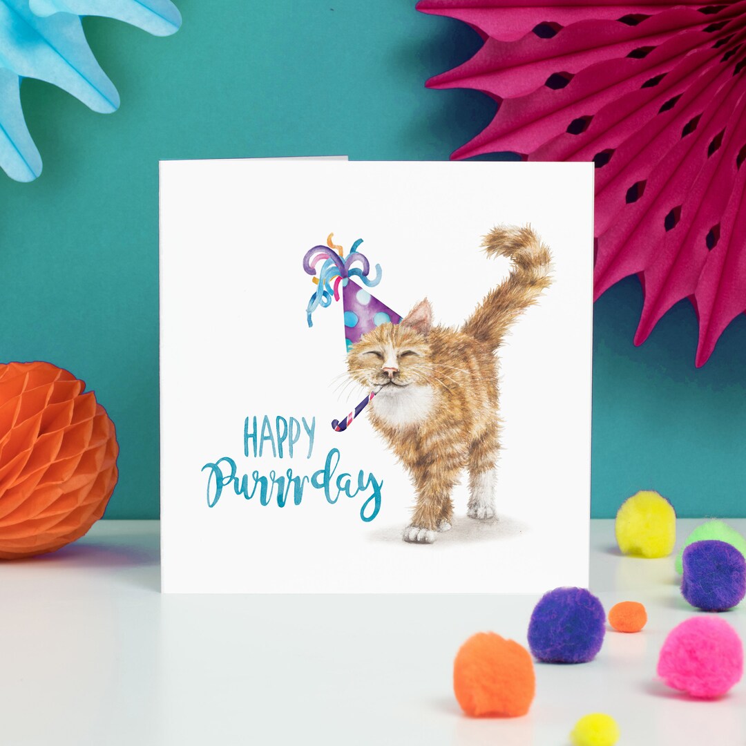 Cat Birthday Card | Cute, Funny, Ginger Tabby Card - Etsy UK