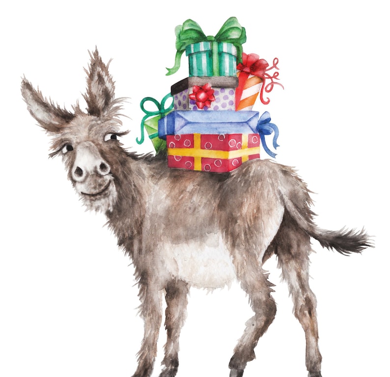 Funny Christmas Yuletide Donkey Card Mule Pun Cute Card Etsy
