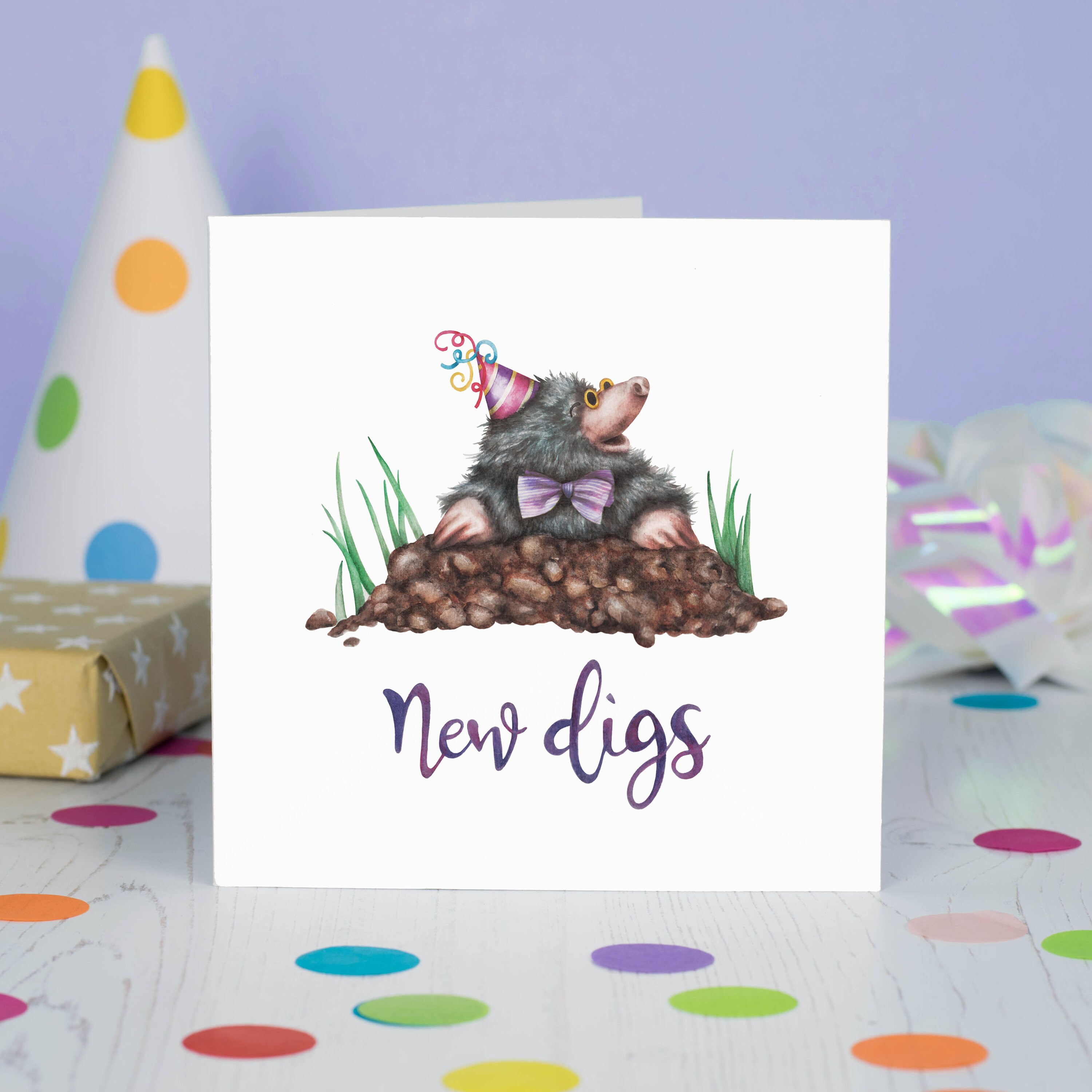 New Digs Funny Moving Home Card Mole Greetings Card - Etsy