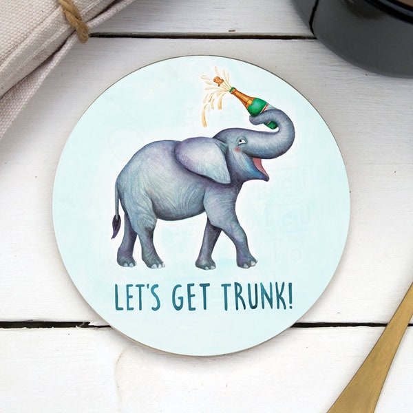 Funny Drunk Elephant Coaster | Luxury Novelty Pun Coaster