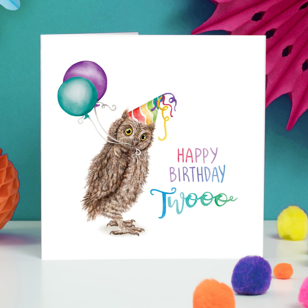 Happy Birthday Twooo Owl Birthday Card Cute, Funny Pun Card - Etsy happy-birthday-twooo-owl-birthday-card-cute-funny-pun-card-etsy