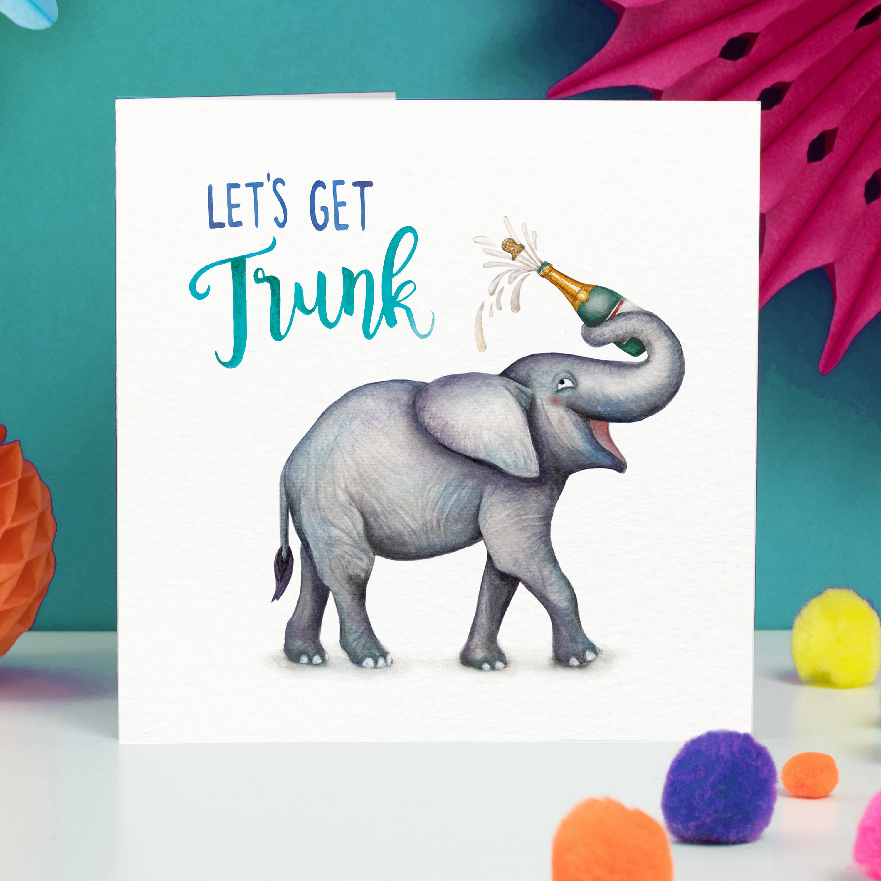 Let's Get Trunk Funny Drunk Birthday Card Elephant - Etsy Ireland
