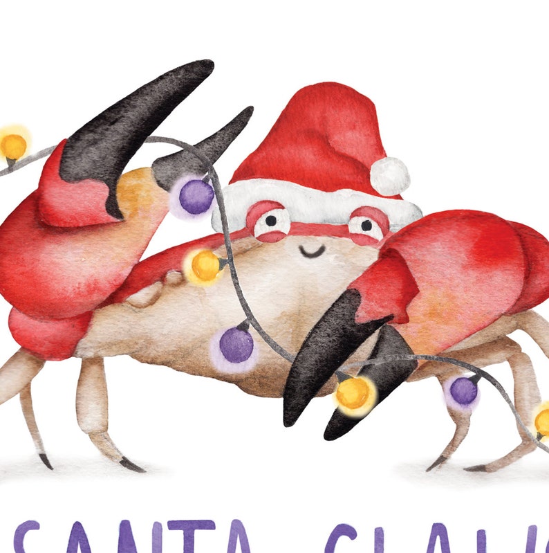 Funny Christmas Santa Claws Card Crab Seaside Pun Xmas Card Etsy