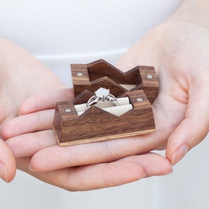 Ring box "The Mountain" made from walnut & chestnut wood- unique engagement ring box - proposal ring box - anniversary gift - Made to order