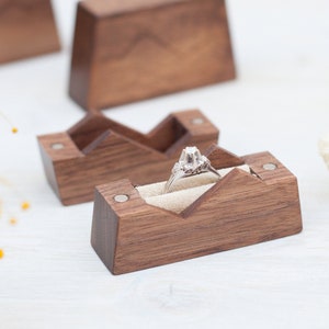Ring box  &quot;The Mountain&quot; made from walnut wood, engagement ring box, proposal ring box, anniversary gift - Made to order