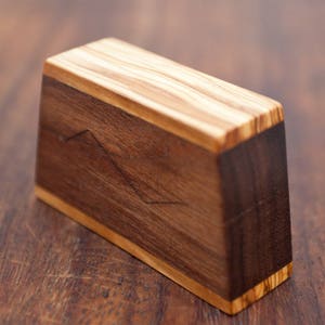 Ring box The Mountain made from walnut & olive wood, engagement ring box, unique proposal ring box, anniversary gift Made to order image 4