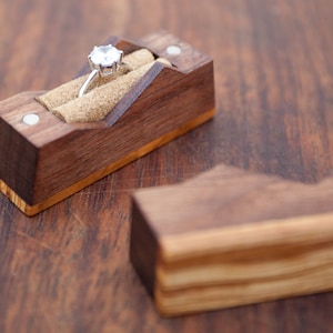 Ring box The Mountain made from walnut & olive wood, engagement ring box, unique proposal ring box, anniversary gift Made to order image 5