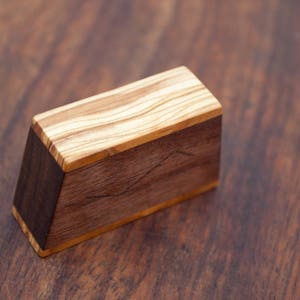 Ring box The Mountain made from walnut & olive wood, engagement ring box, unique proposal ring box, anniversary gift Made to order image 6