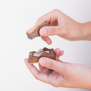 Ring box The Mountain made from walnut & olive wood, engagement ring box, unique proposal ring box, anniversary gift Made to order image 3