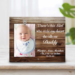 New Dad Gift - Gift For Dad - There's this Girl Whole Stole My Heart - Daddy Daughter Picture Frame - Personalized Photo Frame - Dad Frame