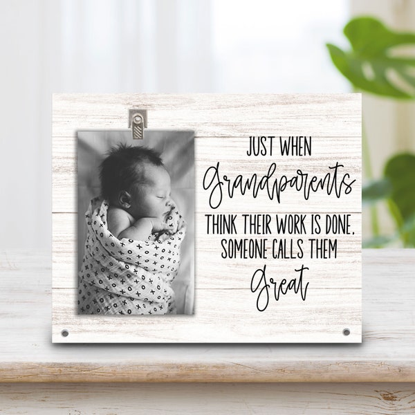 New Great Grandparents Gift - Pregnancy Reveal Gift - Promoted To Great Grandparents -  Picture Frame Plaque - New Baby Photo Gift