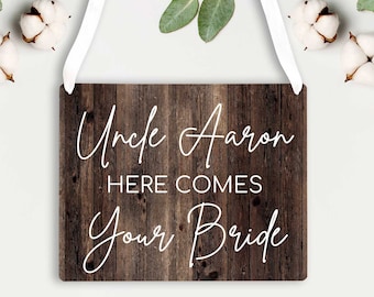 Here Comes Your Bride Wedding Sign - Ring Bearer Sign - Flower Girl Sign - Here Comes The Bride Sign - Personalized 8x10" Wedding Sign Prop