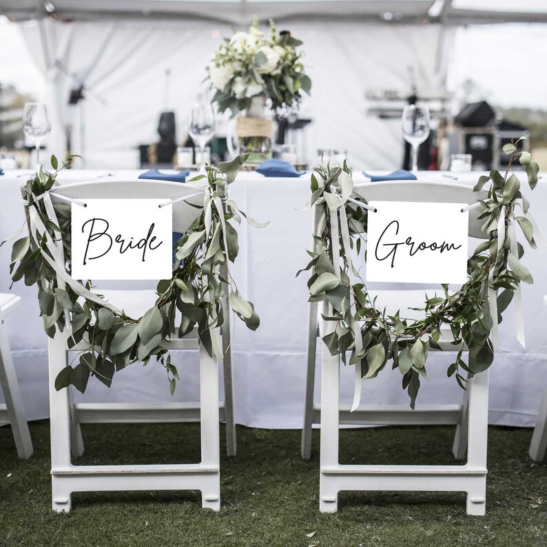 Wedding Chair Sign Set Bride & Groom Metal Signs Bride Etsy