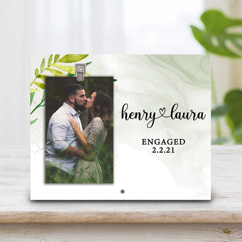 Engagement Gift For Couple Engaged Picture Frame Engagement Gift Personalized Engagement Gift Gift for Couple Wedding Shower Gift image 1
