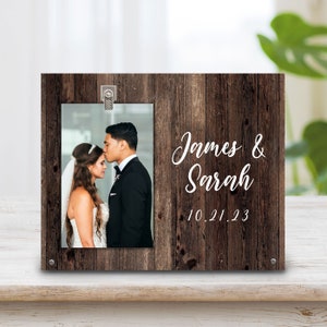 Wedding Gift For Couple Picture Frame - Anniversary Gift -Personalized Photo Plaque - Photo Wedding Gift - Personalized Newlywed Gift