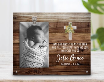 Baptism Gift - Baby Baptism Cross Gift - Godparent Gift - Personalized Baptism Photo Frame