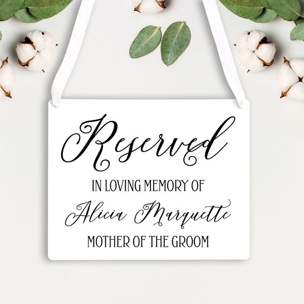 Reserved Wedding Chair Sign - Personalized 8x10 Wedding Sign - Elegant Wedding Reserved Sign - Memorial Wedding Sign - Wedding Chair Sign