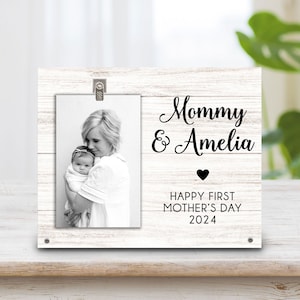 First Mother's Day Gift Frame - New Mom Gift - Mother Gift - Mommy & Me Picture Clip Frame - New Family Photo Plaque - New Mom - New Mother