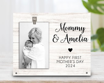 First Mother's Day Gift Frame - New Mom Gift - Mother Gift - Mommy & Me Picture Clip Frame - New Family Photo Plaque - New Mom - New Mother