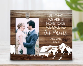 Parents Wedding Gift - Wedding Picture Frame - Gift For Parents - Rustic Mountains Photo Frame Personalized - Parents Gift - Thank You Gift