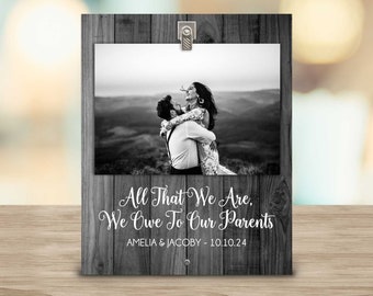 Parents Wedding Gift - Wedding Frame Gift - Parents Of The Groom Gift - Personalized Glossy Picture Frame -Parents Thank You Gift Frame