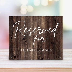 Reserved Table Wedding Sign - Personalized 8x10 Wedding Sign - Reserved Wedding Sign - Wedding Table Sign - Wedding Family Reserved Sign