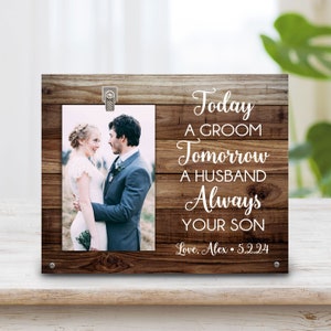 Parents Wedding Gift - Parents Of The Groom Gift Picture Frame - Parents of Groom Photo Frame Personalized - Groom Parents Thank You Gift