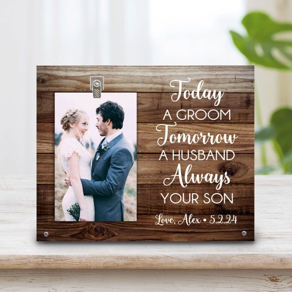 Parents Wedding Gift - Parents Of The Groom Gift Picture Frame - Parents of Groom Photo Frame Personalized - Groom Parents Thank You Gift