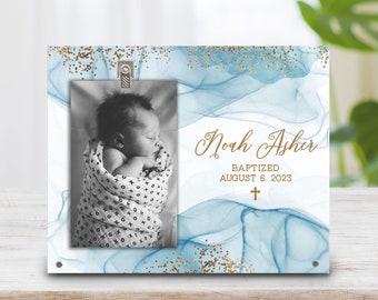 Baptism Gift - Baby Boy Baptized Gift - Christening Gift - Godparent Gift - Baptism Photo Frame