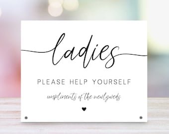 Ladies Bathroom Wedding Sign - 8x10 Metal Wedding Decor Table Sign - Wedding Bathroom Freestanding Sign - Bathroom Event Signage