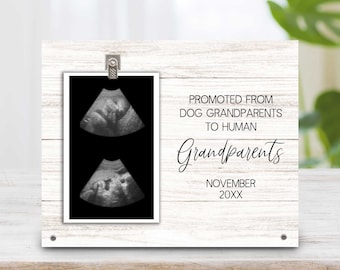 Pregnancy Announcement Grandparents Picture Frame Plaque, Dog To Human Grandparents Photo Frame Gift, Pregnancy Announcement Gift