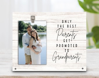 Pregnancy Reveal To Parents Gift - Only The Best Parents Get Promoted To Grandparents - New Grandparents Gift -  Sonogram Baby Photo Frame