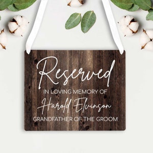 Reserved Wedding Sign - Personalized 8x10 Wedding Sign - Memorial Wedding Sign - Wedding Chair Sign - Wedding Reserved Sign
