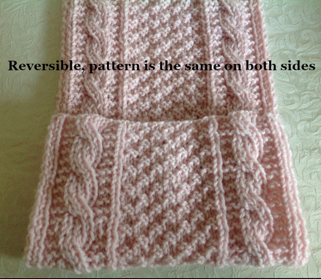 Scarf Knitting Pattern - Reversible Cables and Box Stitches