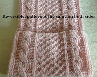 Scarf Knitting Pattern - Reversible Cables and Box Stitches